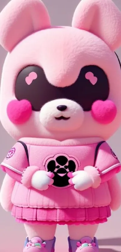 Cute pink animal character in a stylish plush design.