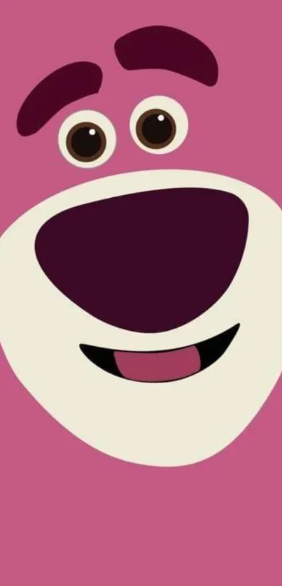 Cute pink bear face cartoon wallpaper for mobile devices.