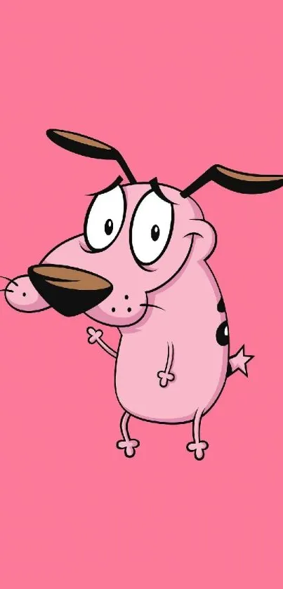 Whimsical cartoon dog on a pink background wallpaper.