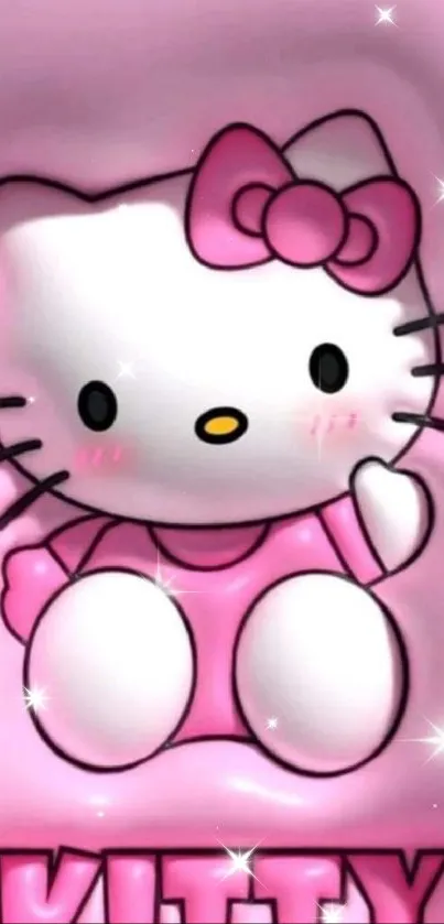 Cute pink cartoon character wallpaper for mobile.