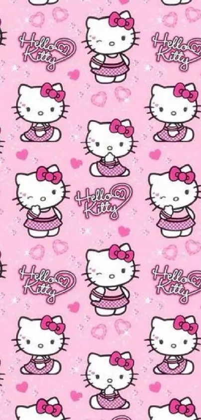 Cute pink cartoon character phone wallpaper pattern.