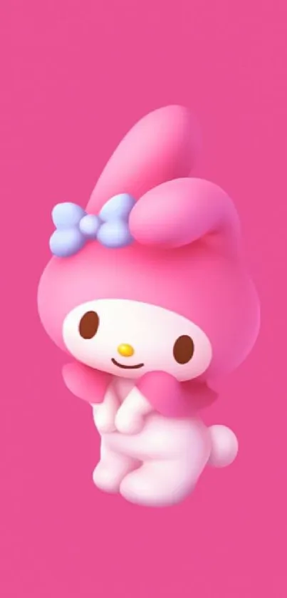 Cute pink cartoon character on a vibrant background.