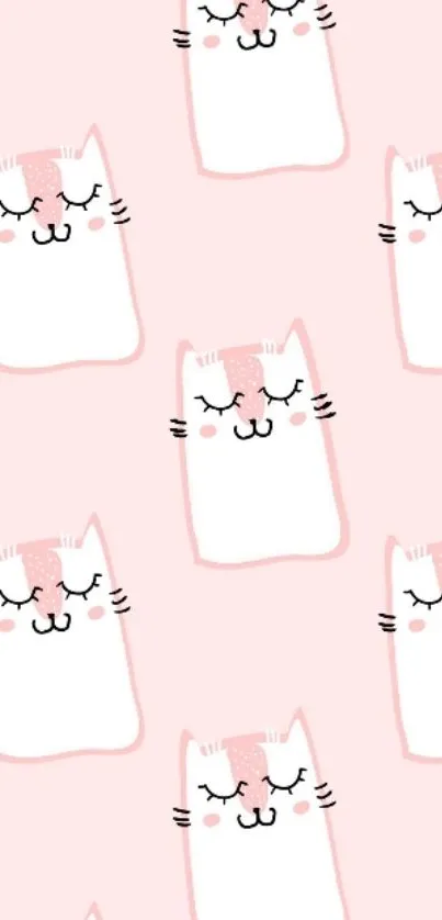 Pink cat faces pattern on a mobile wallpaper.