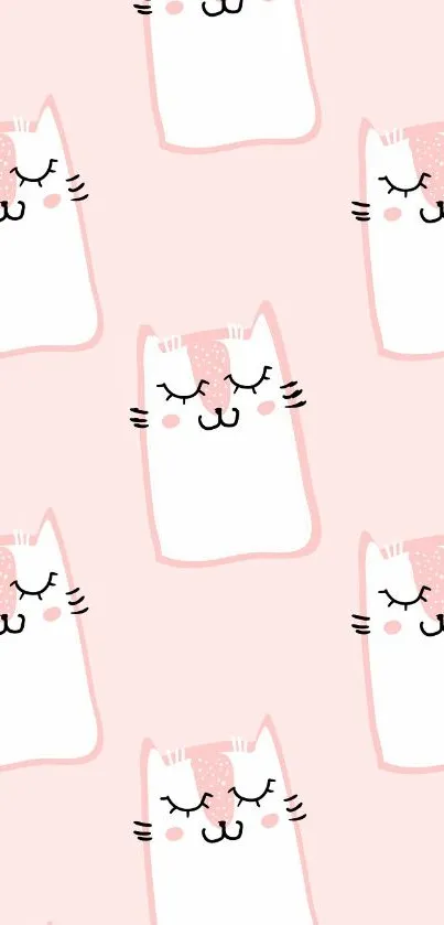 Cute cartoon cat pattern on a pink background.