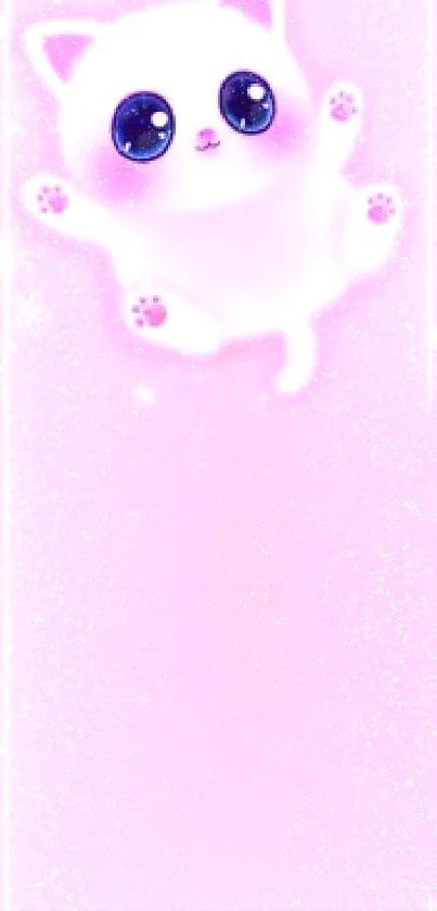 Cute pink cat on a soft pastel background.