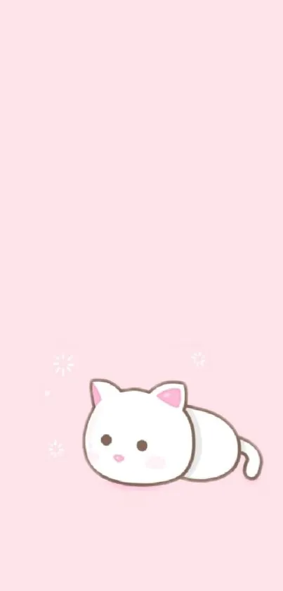 Cute white cat on a pastel pink background.