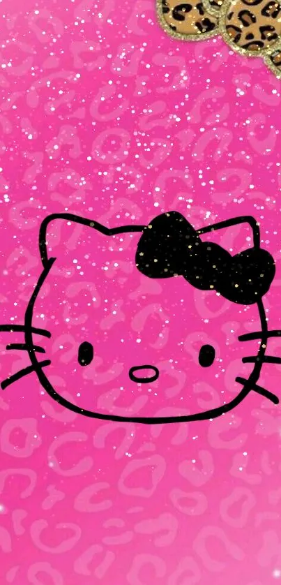 Cute pink cat wallpaper with a sparkly design.