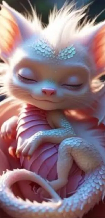 Cute pink dragon artwork for mobile wallpaper.