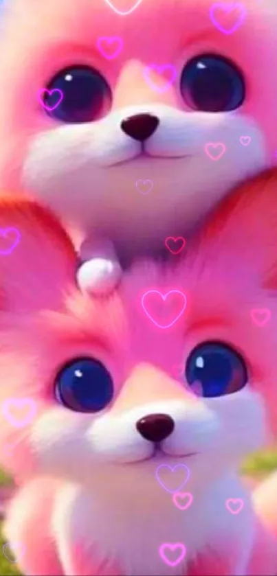 Adorable pink fluffy animals mobile wallpaper.