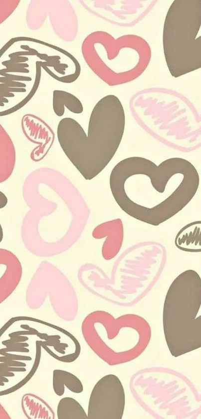 Pink heart pattern wallpaper for mobile.