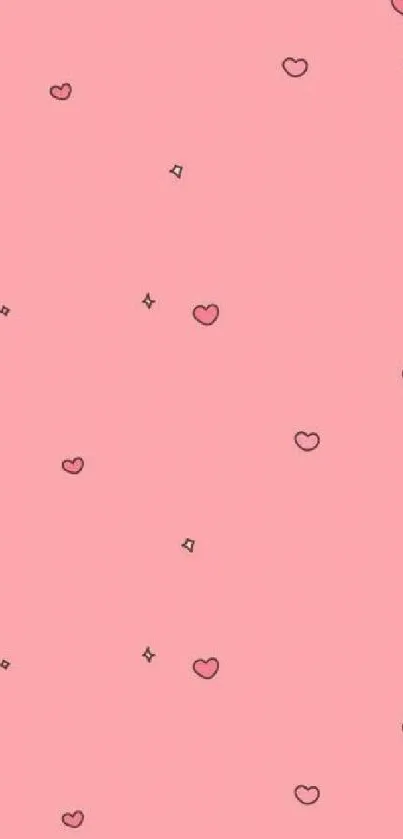 Cute pink heart patterned wallpaper for mobile devices.