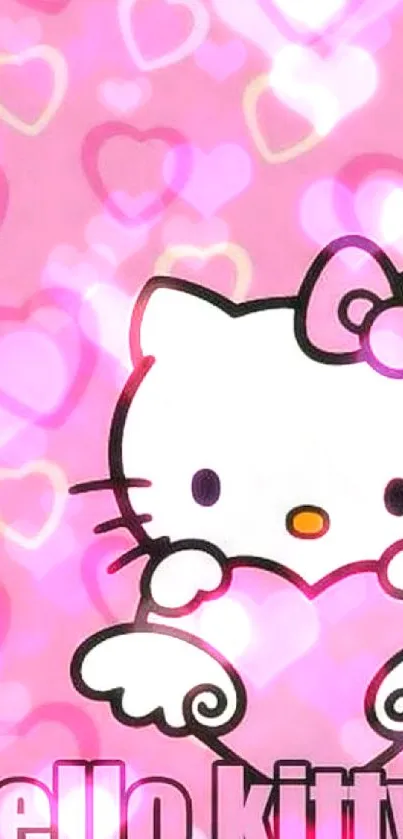 Cute pink Hello Kitty wallpaper with hearts