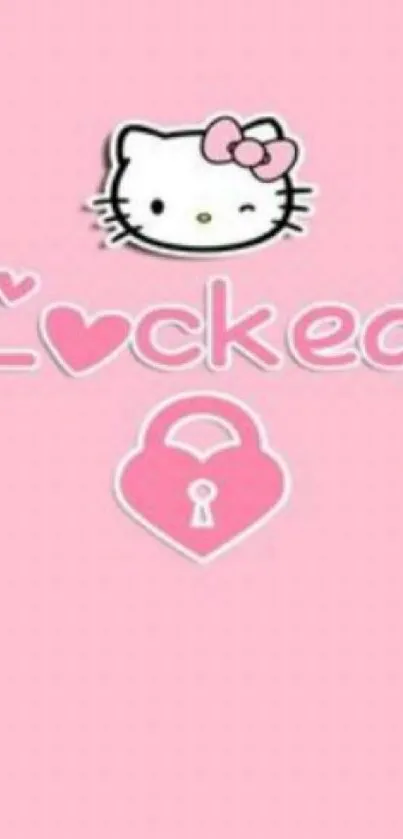 Cute pink kitty lock screen with a playful design.