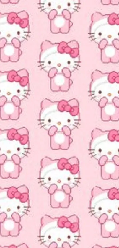 Cute pink kitty pattern wallpaper for mobiles.