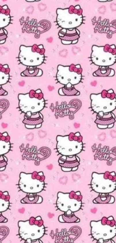 Hello Kitty pink wallpaper with cute and playful design.