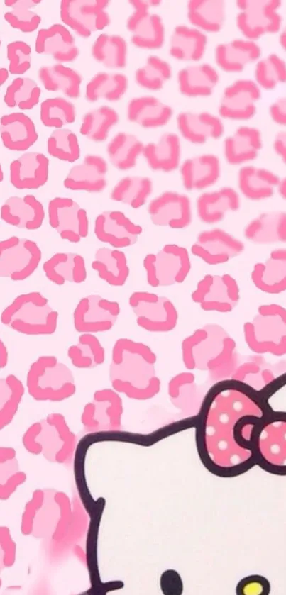 Pink leopard print with cute character on wallpaper.