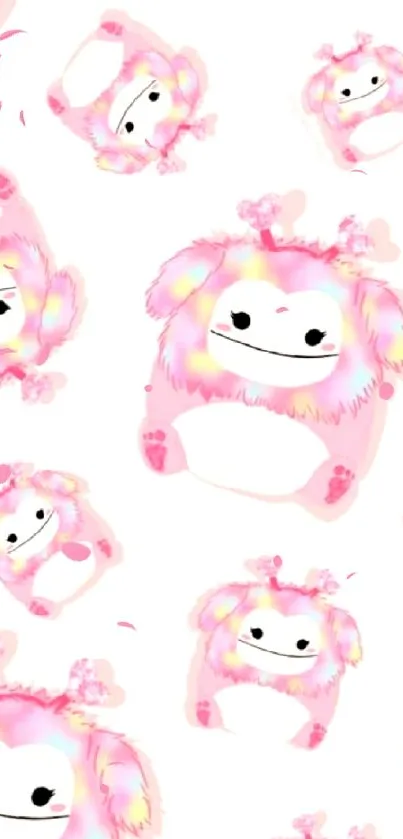 Adorable pink monster wallpaper for mobile background.