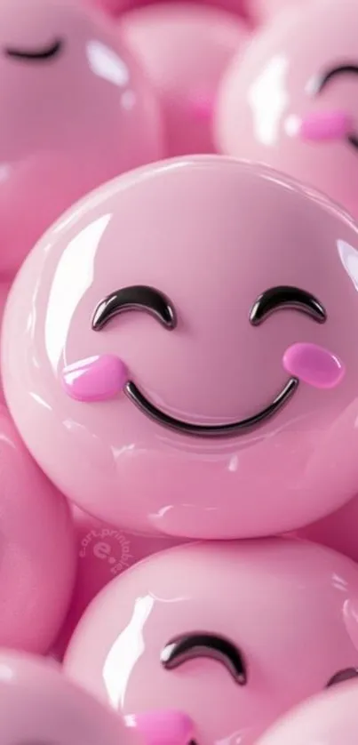 Cute pink smiley faces with shiny cheeks.