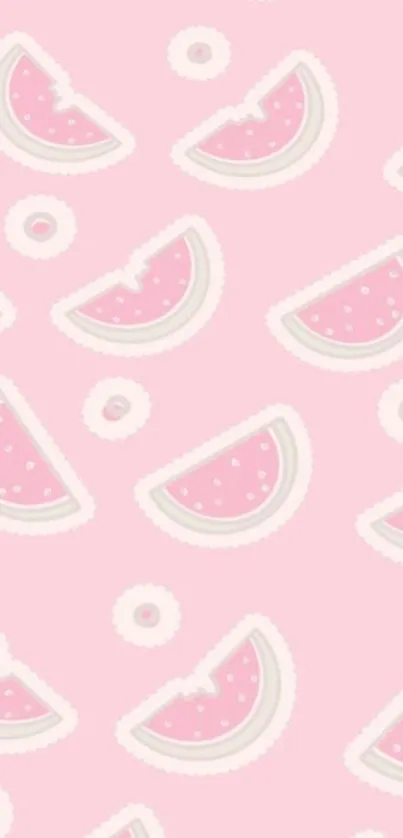 Cute pink watercolor pattern on mobile wallpaper with whimsical fruit slices.