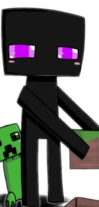 Cute pixel art wallpaper with enderman.