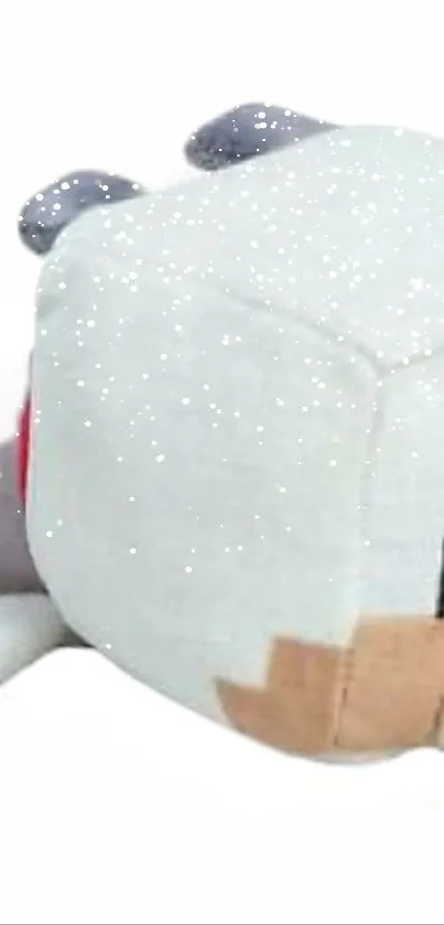 Cute white plush toy with snow effect.