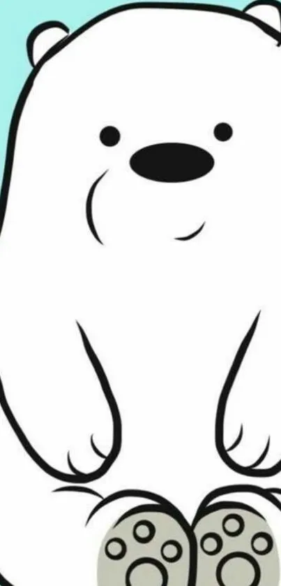 Cute polar bear illustration on pastel blue background wallpaper.