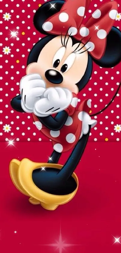 Cute cartoon character with red polka dots.