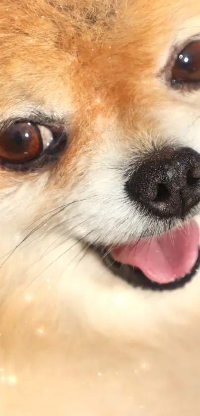 Adorable Pomeranian dog with fluffy brown fur and a cheerful expression.