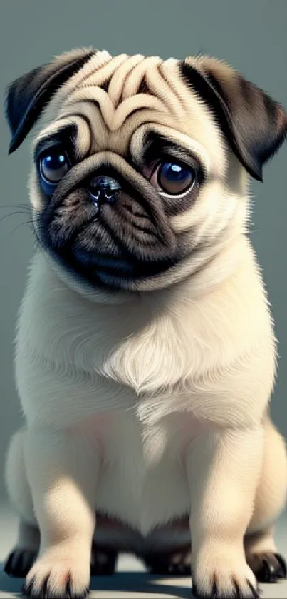 Adorable pug illustration for mobile background.