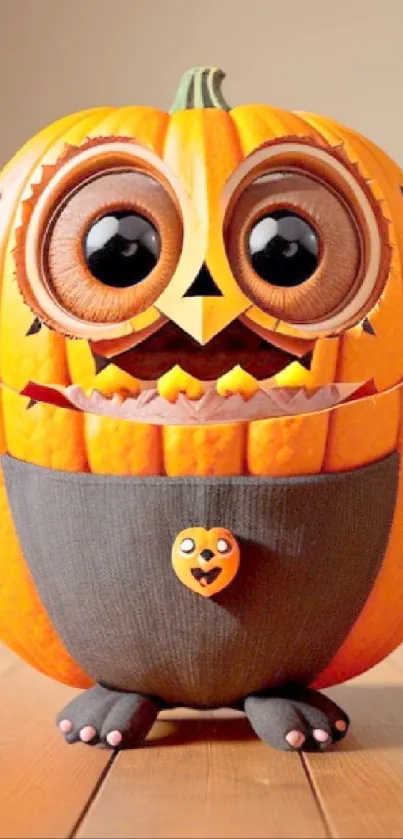 Cute pumpkin creature mobile wallpaper with whimsical design.