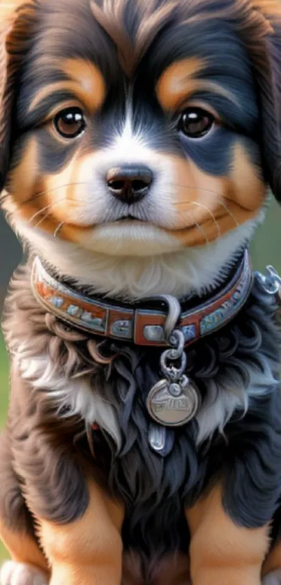 Adorable cute puppy dog portrait wallpaper for your mobile screen.