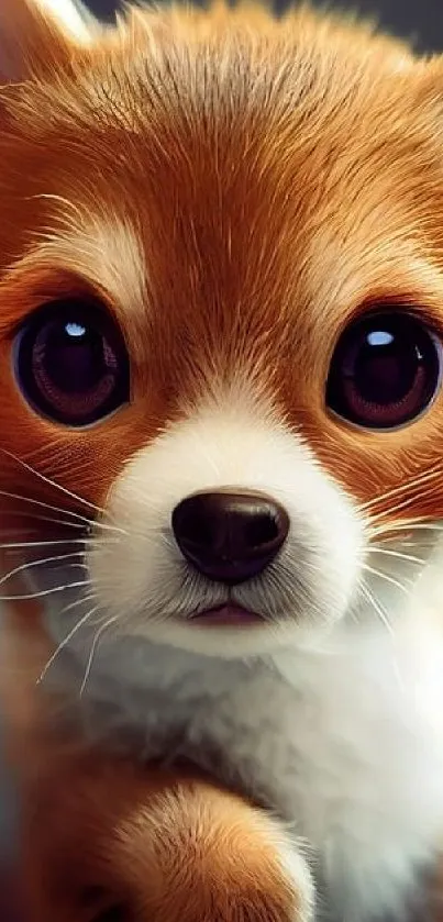 Cute fluffy puppy with big eyes mobile wallpaper.