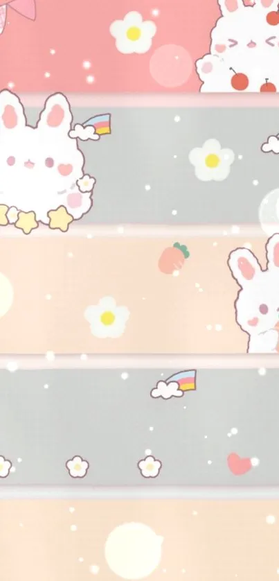 Pastel wallpaper with cute rabbits and soft colors