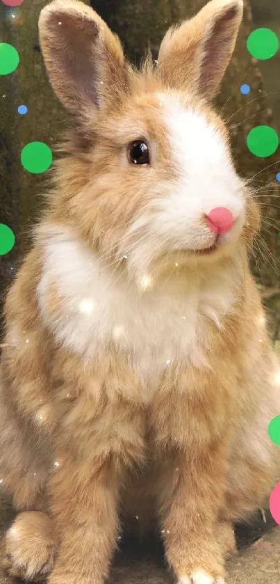 Cute rabbit with colorful dots wallpaper.