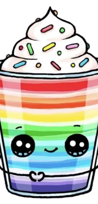 Cute rainbow dessert illustration with sprinkles.