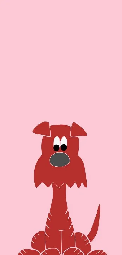 Cute red cartoon dog with pink background wallpaper.