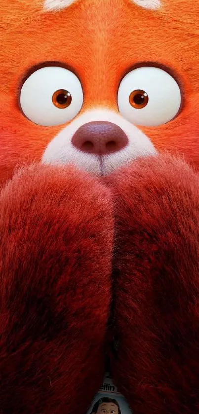 Adorable furry red panda mobile wallpaper with vibrant colors.