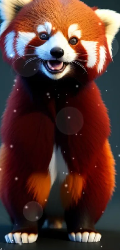 Adorable red panda in 3D wallpaper design.