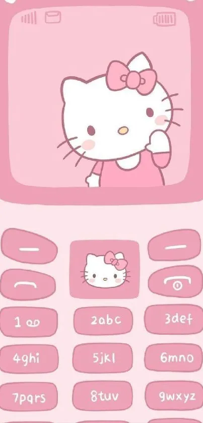 Hello Kitty themed retro pink mobile wallpaper.