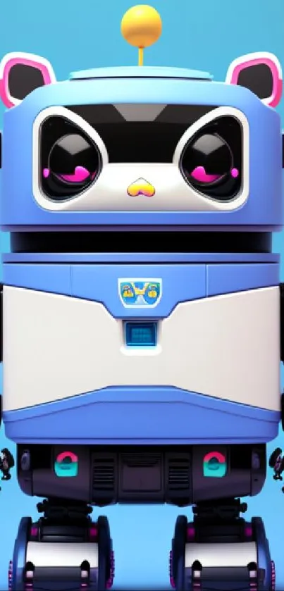 Charming, colorful robot wallpaper with a playful and futuristic design.