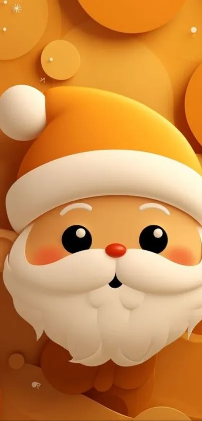 Cute Santa cartoon with orange background.