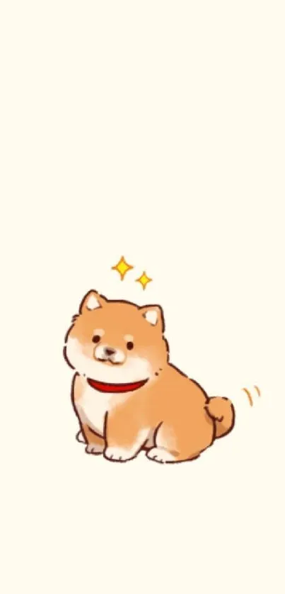 Adorable cartoon Shiba Inu mobile wallpaper.