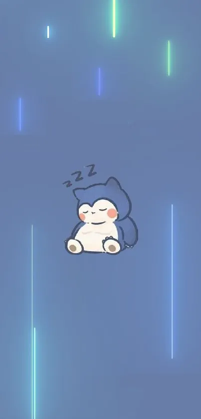 Cute cartoon character sleeping on a soft blue background wallpaper.