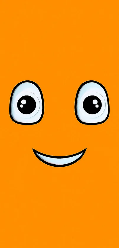 Bright orange background with a cute smiley face.