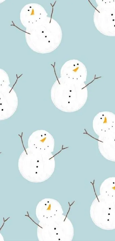 Cute snowman pattern on a powder blue background.