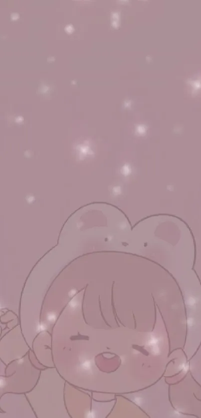 Cute cartoon wallpaper with stars on a pink background.