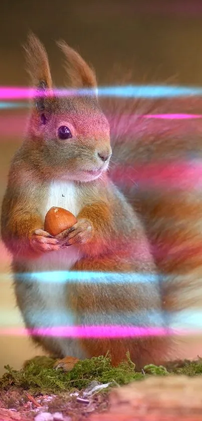 A cute squirrel holding a nut in a natural setting for wallpaper.