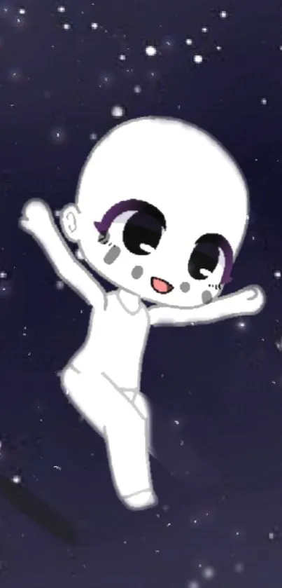 Cute cartoon character in a starry space background