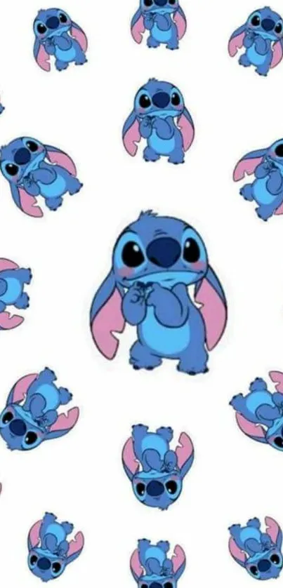 Cute Stitch pattern wallpaper with blue and pink accents.