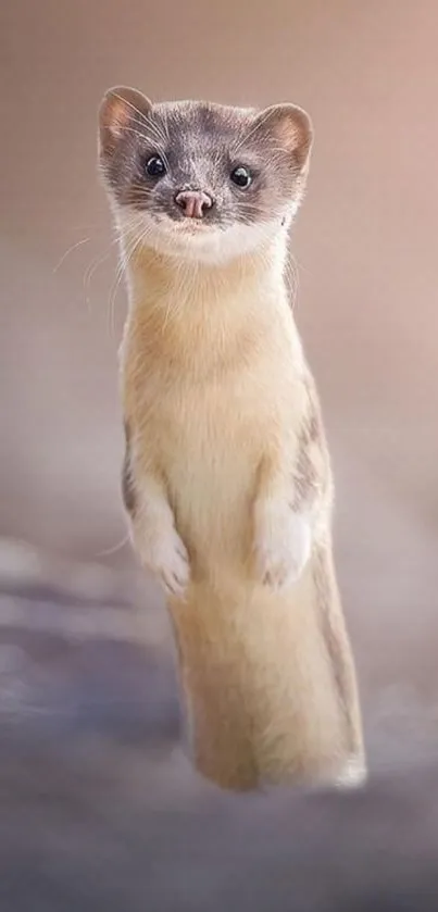 Adorable stoat standing upright in natural setting